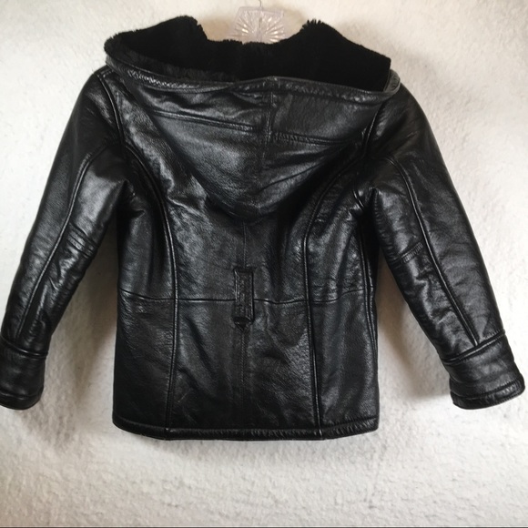 Wilsons Leather Coat Kid's Girl Sherpa Lined Black size XS Full zip Pockets - Picture 2 of 10